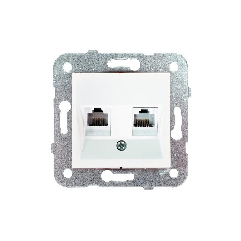 Dvigubas kompiuterinis lizdas 5E kategorija (RJ45) KARRE Baltas (be rėmelio)