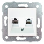 Dvigubas kompiuterinis lizdas 5E kategorija (RJ45) KARRE Baltas (be rėmelio)