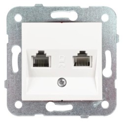 Kompiuterinis ir telefoninis lizdas (1xRJ11+1xRJ45) KARRE Baltas (be rėmelio)