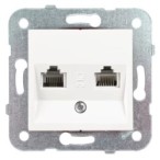 Kompiuterinis ir telefoninis lizdas (1xRJ11+1xRJ45) KARRE Baltas (be rėmelio)