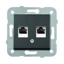 Dvigubas kompiuterio lizdas RJ45 lizdas NOVELLA Juodas (be rėmelio)