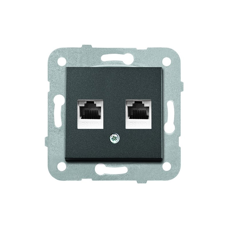 Dvigubas kompiuterio lizdas RJ45 lizdas NOVELLA Juodas (be rėmelio)