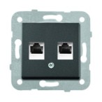 Dvigubas kompiuterio lizdas RJ45 lizdas NOVELLA Juodas (be rėmelio)