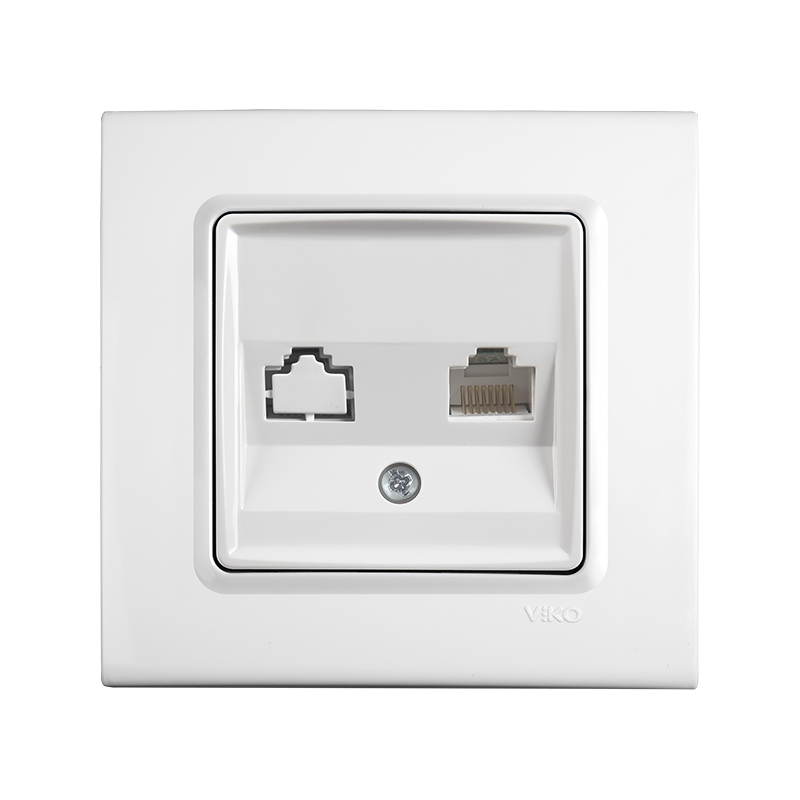 Kompiuterinis lizdas 1xRJ45 LINNERA Baltas CAT5e (be rėmelio)