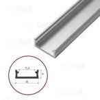 2m Pilkas paviršinis aliuminis profilis LED juostoms 6x16mm (anoduotas)