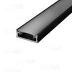 2m Juodas paviršinis aliuminis profilis LED juostoms 6x16mm