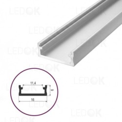 2m Baltas paviršinis aliuminis profilis LED juostoms 6x16mm