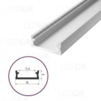 2m Baltas paviršinis aliuminis profilis LED juostoms 6x16mm