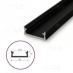 3m Juodas paviršinis aliuminis profilis LED juostoms 6x16mm