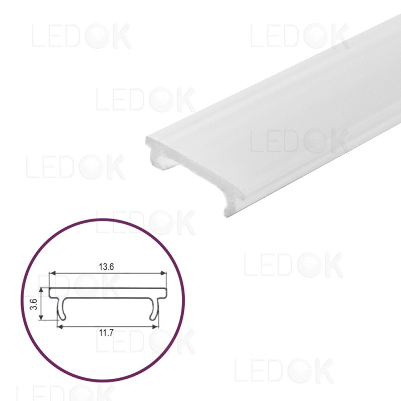 2m Matinis baltas dangtelis profiliui 13.6mm PMMA