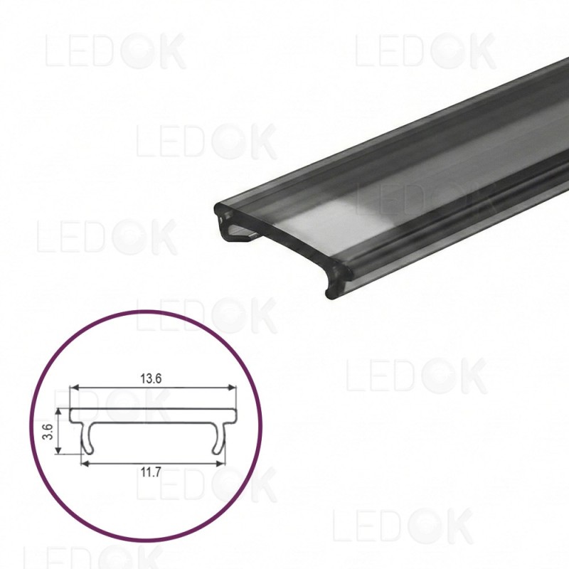 2m Matinis juodas dangtelis profiliui 13.6mm PMMA
