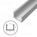 2m Pilkas paviršinis aliuminis profilis LED juostoms 12x16mm (Anoduotas)