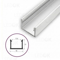 2m Baltas paviršinis aliuminis profilis LED juostoms 12x16mm