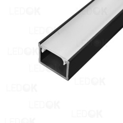 3m Juodas paviršinis aliuminis profilis LED juostoms 12x16mm