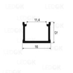 3m Baltas paviršinis aliuminis profilis LED juostoms 12x16mm