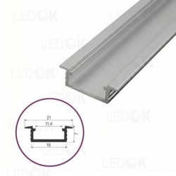2m Pilkas įmontuojamas aliuminis profilis LED juostoms 6x16mm (Anoduotas)