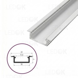 2m Batas įmontuojamas aliuminis profilis LED juostoms 6x16mm