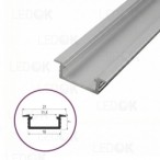 3m Pilkas įmontuojamas aliuminis profilis LED juostoms 6x16mm (Anoduotas)