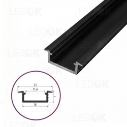 3m Juodas įmontuojamas aliuminis profilis LED juostoms 6x16mm