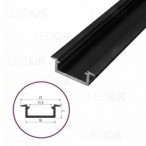3m Juodas įmontuojamas aliuminis profilis LED juostoms 6x16mm