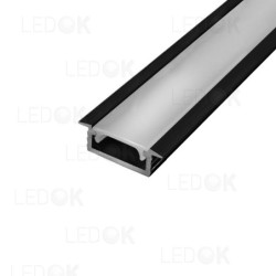 3m Juodas įmontuojamas aliuminis profilis LED juostoms 6x16mm