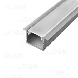 2m Pilkas įmontuojamas aliuminis profilis LED juostoms 12x16mm (Anoduotas)