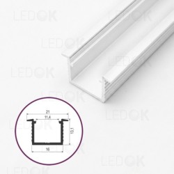 2m Baltas įmontuojamas aliuminis profilis LED juostoms 12x16mm