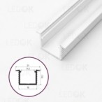2m Baltas įmontuojamas aliuminis profilis LED juostoms 12x16mm