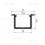 2m Baltas įmontuojamas aliuminis profilis LED juostoms 12x16mm