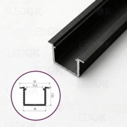 3m Juodas įmontuojamas aliuminis profilis LED juostoms 12x16mm