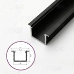 3m Juodas įmontuojamas aliuminis profilis LED juostoms 12x16mm