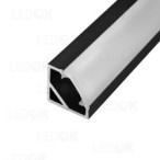 2m Juodas kampinis aliuminis profilis LED juostoms 16x16mm 45° 2 metrai