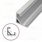 3m Pilkas kampinis aliuminis profilis LED juostoms 16x16mm 45° (Anoduotas)