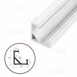 3m Baltas kampinis aliuminis profilis LED juostoms 16x16mm 45°