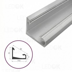 2m Pilkas kampinis aliuminis profilis LED juostoms 15x17.5mm 30/60° (Anoduotas)