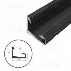 2m Juodas kampinis aliuminis profilis LED juostoms 15x17.5mm 30/60°