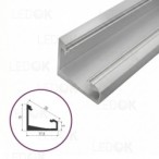 3m Pilkas kampinis aliuminis profilis LED juostoms 15x17.5mm 30/60° (Anoduotas)