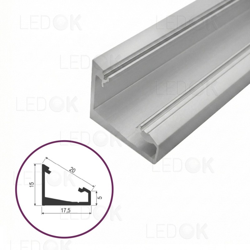Pilka kampinio profilio 15x17.5mm 30/60° aklė (2 vnt. kompl.)