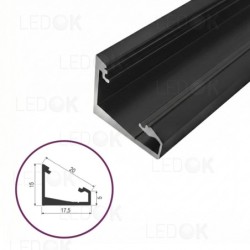 Juoda kampinio profilio 15x17.5mm 30/60° aklė (2 vnt. kompl.)