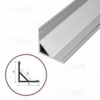 3m Pilkas kampinis aliuminis profilis LED juostoms 16x16mm 45° (Anoduotas)