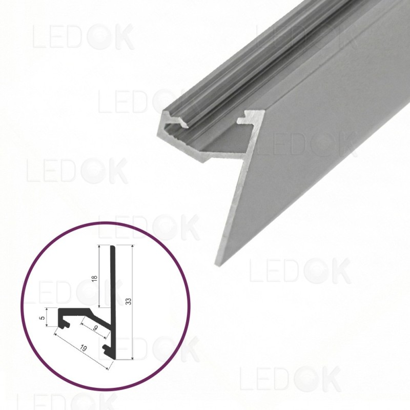 2m Pilkas kampinis aliuminis profilis LED juostoms SHELF (Anoduotas)