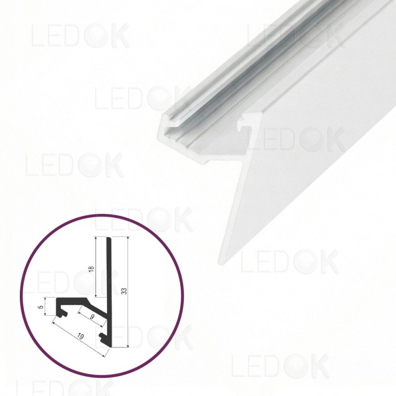2m Baltas kampinis aliuminis profilis LED juostoms SHELF