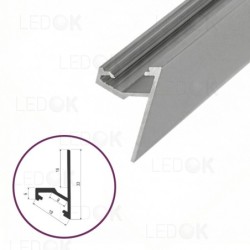 3m Pilkas kampinis aliuminis profilis LED juostoms SHELF (Anoduotas)