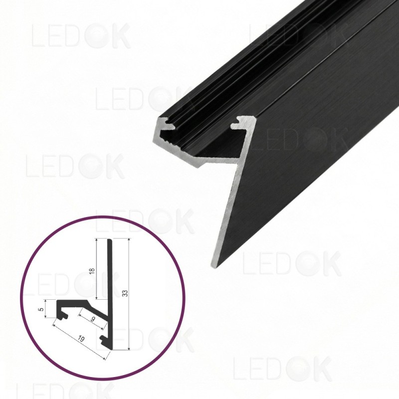 3m Juodas kampinis aliuminis profilis LED juostoms SHELF