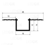3m Priglaistomas aliuminis profilis LED juostoms 12x16mm (Anoduotas)