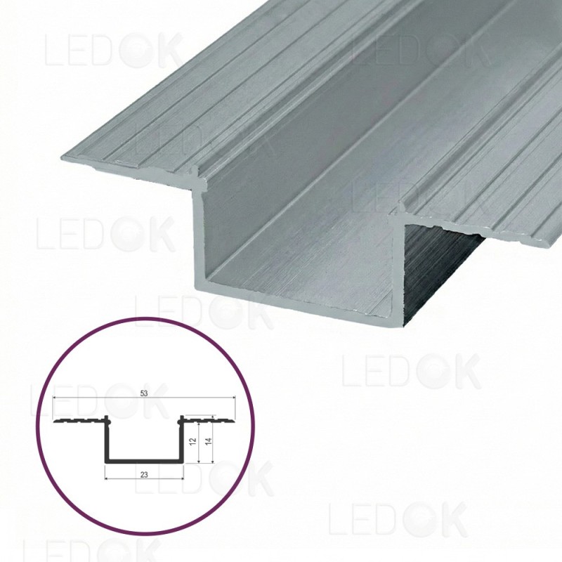 2m Priglaistomas aliuminis profilis LED juostoms 12x23mm (Anoduotas)