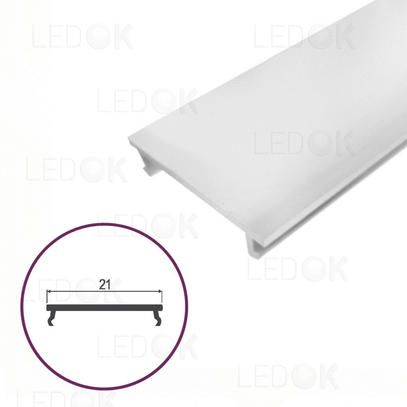 2m Matinis baltas dangtelis profiliui 23mm PMMA