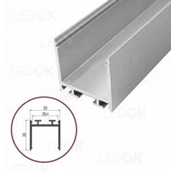 2m Pilkas paviršinis aliuminis profilis LED juostoms 23x23mm (Anoduotas)