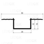 2m Pilkas paviršinis aliuminis profilis LED juostoms 23x23mm (Anoduotas)