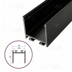 2m Juodas paviršinis aliuminis profilis LED juostoms 23x23mm
